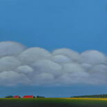 Painting titled "Travelling clouds" by Nelly Van Nieuwenhuijzen, Original Artwork, Acrylic Mounted on Wood Stretcher frame