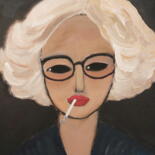 Malerei mit dem Titel "Smoking Blonde" von Nelly Van Nieuwenhuijzen, Original-Kunstwerk, Acryl Auf Holzplatte montiert