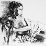 Drawing titled "Touch of the Past" by Vera Saiko, Original Artwork, Charcoal Mounted on Other rigid panel