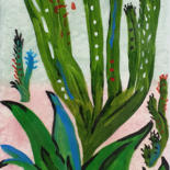 Painting titled "Cactus II" by Verad, Original Artwork, Acrylic Mounted on Wood Stretcher frame