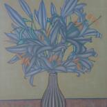 Картина под названием "Grand bouquet de ly…" - Véronique Génot, Подлинное произведение искусства, Масло