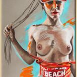 "The red swimsuit" başlıklı Resim Verssan tarafından, Orijinal sanat, Pastel Ahşap panel üzerine monte edilmiş