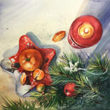 Painting titled "New Year. Christmas…" by Natalia Veyner, Original Artwork, Watercolor