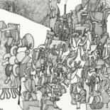 Dessin intitulée "Rock music on chair" par Vian, Œuvre d'art originale, Encre