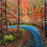 Painting titled "Camino en otoño lll" by Vicente Pastor Navarrete, Original Artwork, Oil