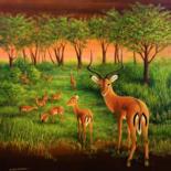 Painting titled "All Ears: Impala at…" by Victoria Armstrong, Original Artwork, Acrylic