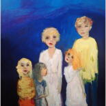 Painting titled "Here or there" by Victorine Follana, Original Artwork, Oil Mounted on Wood Stretcher frame