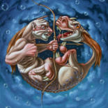 Peinture intitulée "To Kill the Dragon…" par Victor Molev, Œuvre d'art originale, Huile Monté sur Châssis en bois