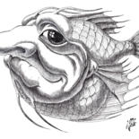 제목이 "Informed Fish."인 그림 Victor Molev로, 원작, 잉크