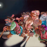 Painting titled "Procession of the D…" by Victor Molev, Original Artwork, Oil