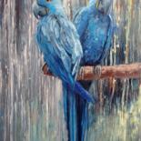 Painting titled ""Parrots" oil paint…" by Viktoriia Kerner, Original Artwork, Oil