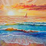 Pittura intitolato "Sailboat On Sunset…" da Viktoriya Filipchenko, Opera d'arte originale, Olio