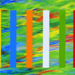 Painting titled "6 rectangles" by Vincent Sébart, Original Artwork, Digital Painting Mounted on Wood Stretcher frame