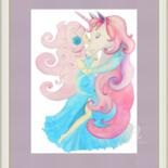 Painting titled "Elf and Unicorn" by Violetta Golden, Original Artwork, Watercolor