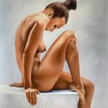 绘画 标题为“female nude” 由Viorel Rusu, 原创艺术品, 油 安装在木质担架架上