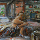 Painting titled "Girl on bed 2" by Vishalandra Dakur, Original Artwork, Acrylic