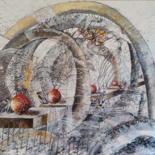 Malarstwo zatytułowany „Pomegranates” autorstwa Vladimir Temkov, Oryginalna praca, Akryl Zamontowany na Drewniana rama noszy