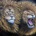 Pintura titulada "Lions" por Vladlena Chanysheva, Obra de arte original, Oleo Montado en Bastidor de camilla de madera