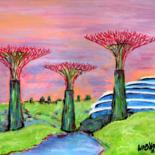 Painting titled "Gardens by the bay…" by Wabyanko, Original Artwork, Acrylic