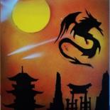 Peinture intitulée "Asian Temple" par Monsterart, Œuvre d'art originale, Acrylique