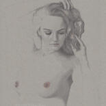 Zeichnungen mit dem Titel ""Pose Nr.23 (22:04)"" von Walter Roos, Original-Kunstwerk, Bleistift