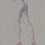 Zeichnungen mit dem Titel ""Rred Nr.7 (0:15)"" von Walter Roos, Original-Kunstwerk, Bleistift