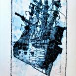 Zeichnungen mit dem Titel "Das Totenschiff (9)" von Stephan Rodriguez Warnemünde, Original-Kunstwerk, Pigmente