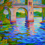 Painting titled "Bridge  10" by Eva Carty, Original Artwork, Oil Mounted on Wood Stretcher frame
