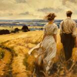 Schilderij getiteld "'Across The Fields'" door William Oxer F.R.S.A., Origineel Kunstwerk, Olie