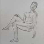 Dessin intitulée "Etude l'homme nu" par Xavier Laurent Janin, Œuvre d'art originale, Crayon