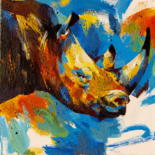 Peinture intitulée "Rhino 2" par Yan Vita, Œuvre d'art originale, Acrylique
