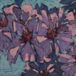 Drawing titled "PURPLE FLOWERS" by Leonova Natalia, Original Artwork, Pastel