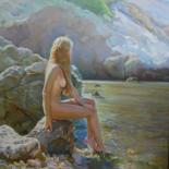 Painting titled "She and the Sea" by Ksenia Yarovaya, Original Artwork, Oil