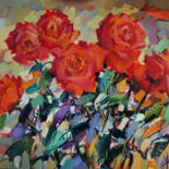 Картина под названием "Розы.jpg" - Sergey Yatnov, Подлинное произведение искусства, Масло