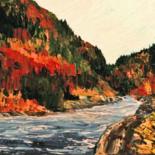 Painting titled "Rivière Ste-Anne" by Yves Downing, Original Artwork, Acrylic Mounted on Wood Stretcher frame
