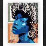 Peinture intitulée "Blue Afro" par Yoann Bonneville, Œuvre d'art originale, Acrylique