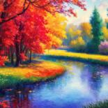 Painting titled "Autumn Season V.1" by Younsi, Original Artwork, Oil