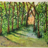 Painting titled "Nel bosco" by Yūrei, Original Artwork, Watercolor