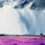 Картина под названием "***lilac fields nea…" - Yuriy Kraft, Подлинное произведение искусства, Акварель