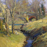 Painting titled "In early spring" by Yuriy Demiyanov, Original Artwork, Oil Mounted on Wood Stretcher frame