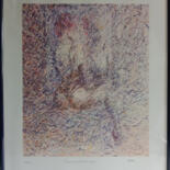 Gravures & estampes intitulée "femme assise devant…" par Dubau, Œuvre d'art originale, Sérigraphie