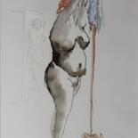 Malerei mit dem Titel "Nu" von Yves Le Brun, Original-Kunstwerk, Tinte