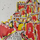 Gravures & estampes intitulée "Les ruelles de la c…" par Zanda, Œuvre d'art originale, Encre Monté sur Verre