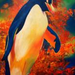 Painting titled "Erect-Crested Pengu…" by Carrie Everitt, Original Artwork, Oil